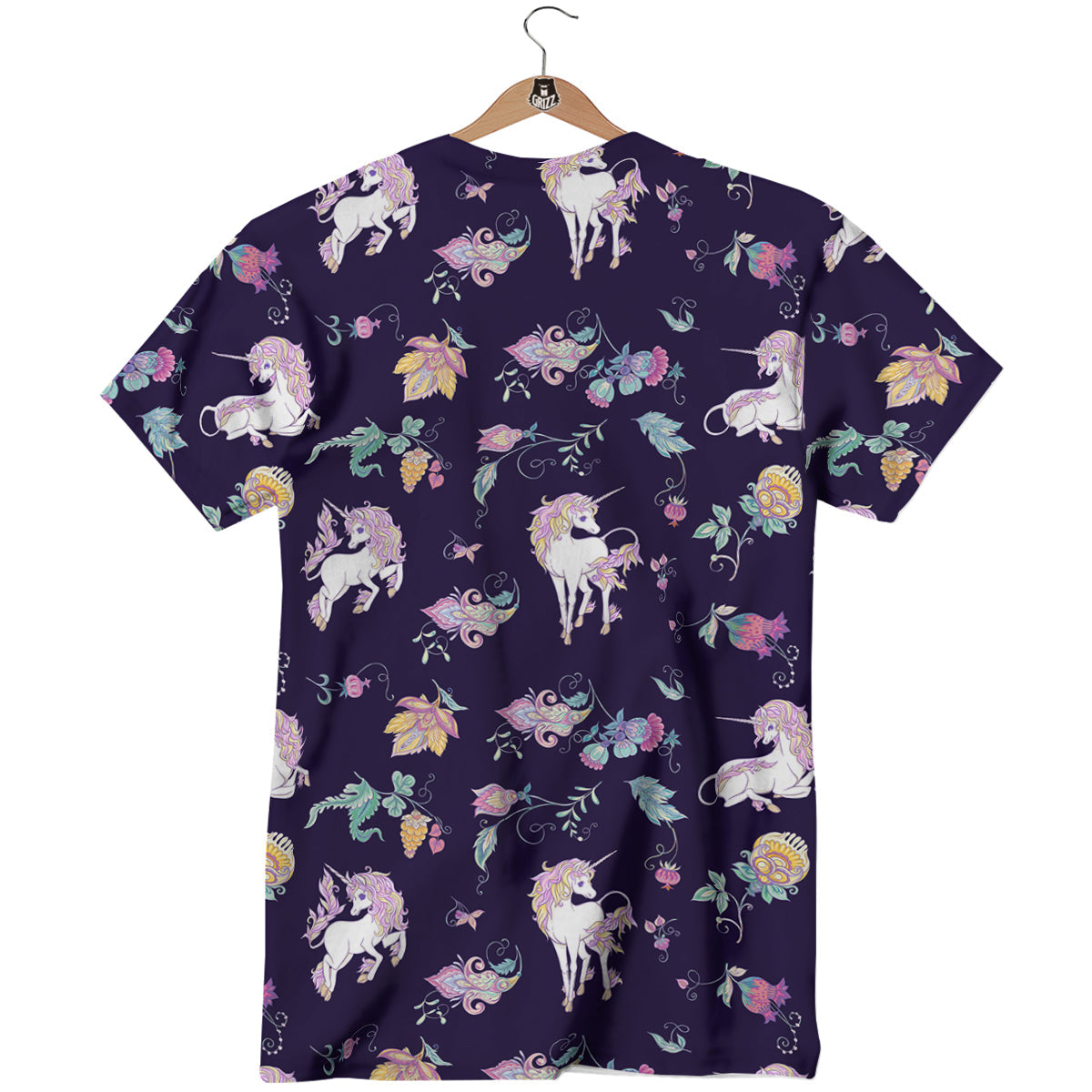 Unicorn Night Floral Print Pattern T-Shirt-grizzshop