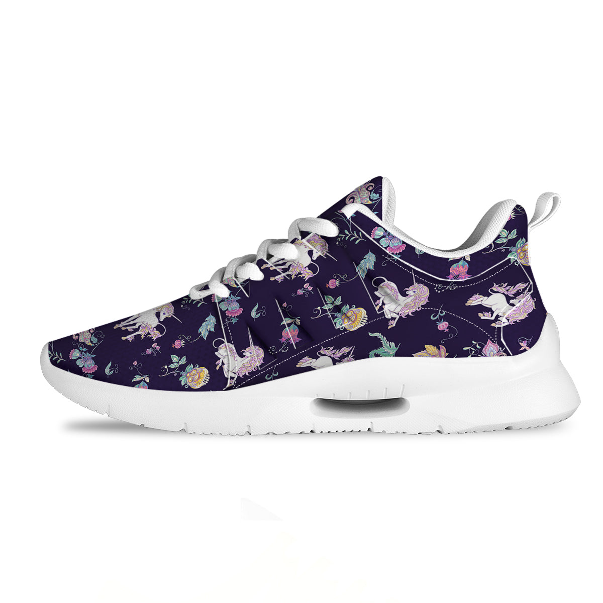 Unicorn Night Floral Print Pattern Tennis Shoes-grizzshop