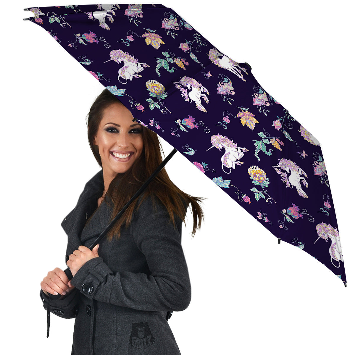 Unicorn Night Floral Print Pattern Umbrella-grizzshop