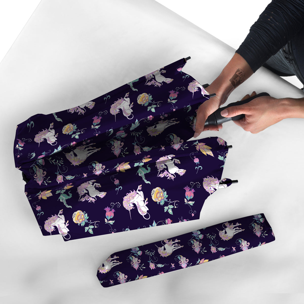 Unicorn Night Floral Print Pattern Umbrella-grizzshop