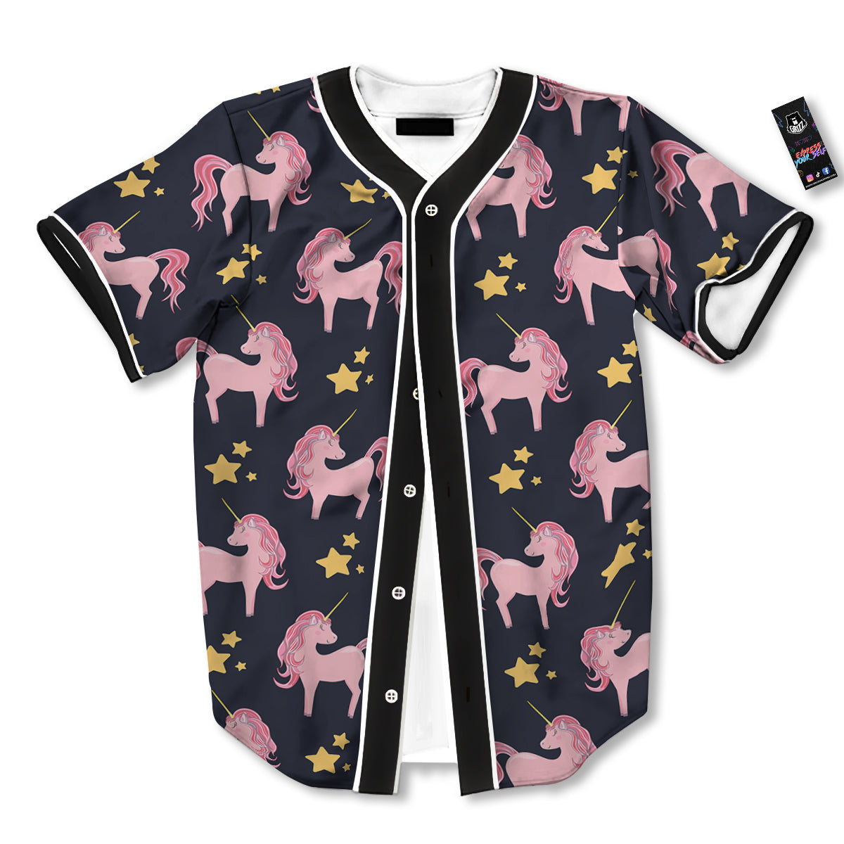 Unicorn Night Star Print Pattern Baseball Jersey-grizzshop
