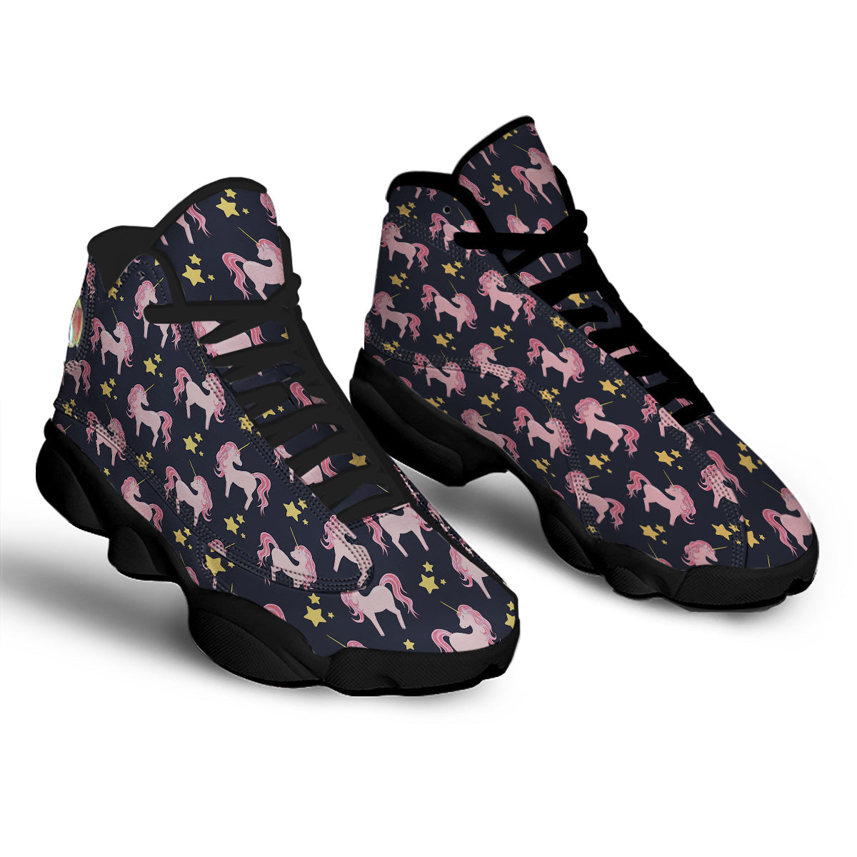 Unicorn Night Star Print Pattern Black Basketball Shoes-grizzshop
