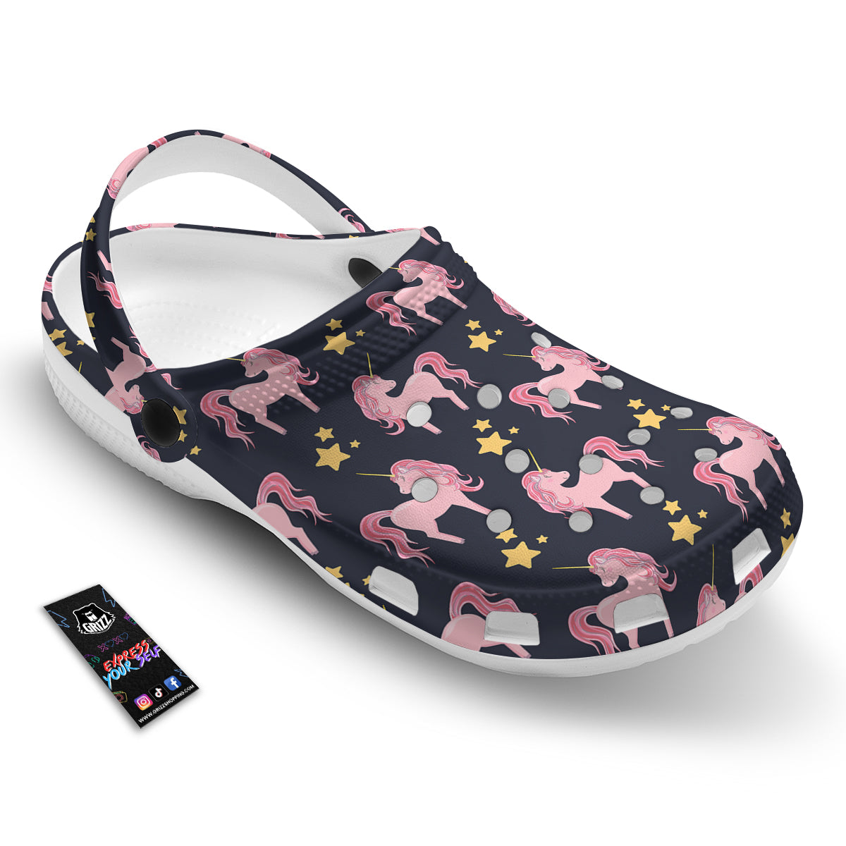 Unicorn Night Star Print Pattern Clog-grizzshop