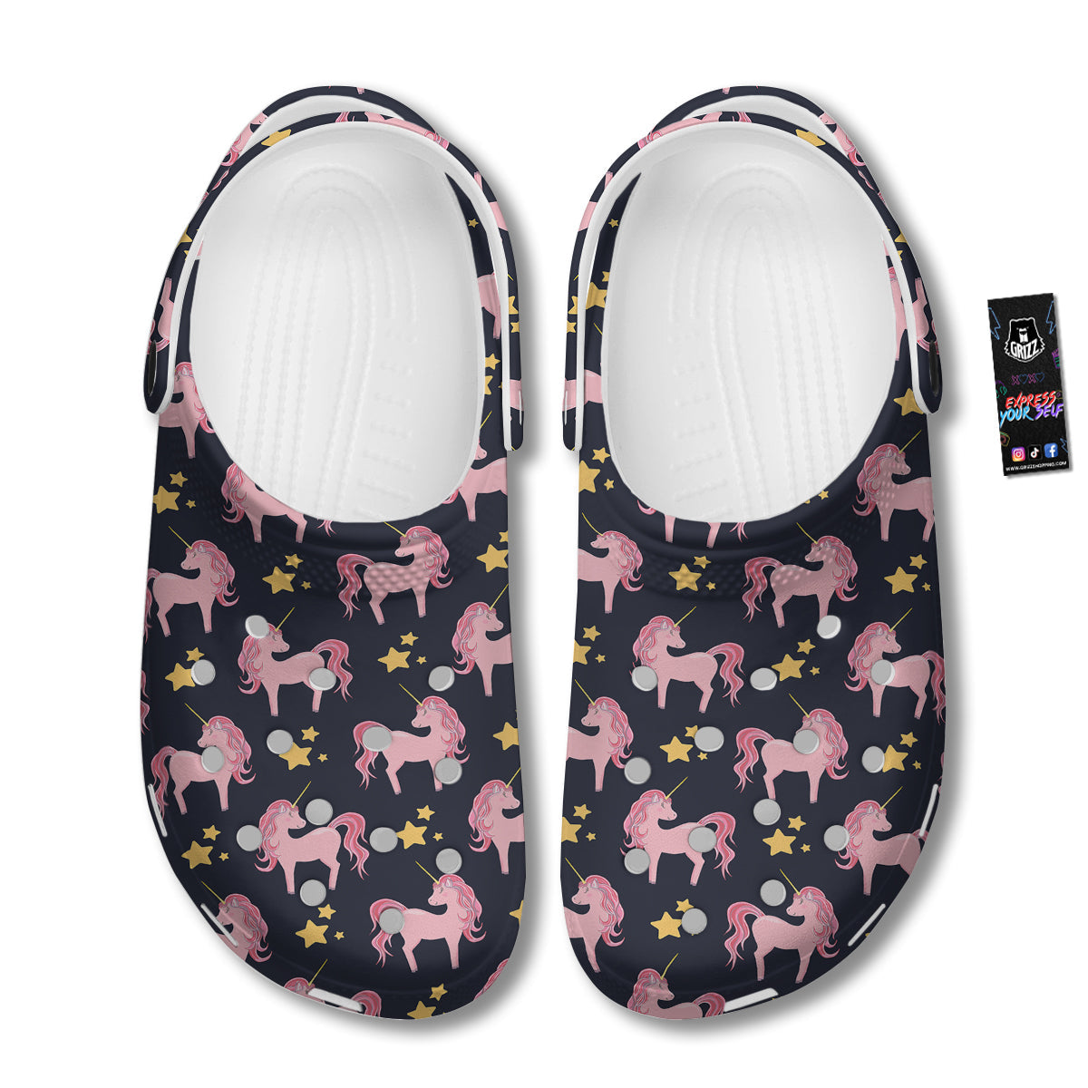 Unicorn Night Star Print Pattern Clog-grizzshop