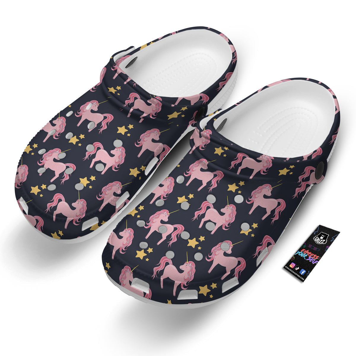 Unicorn Night Star Print Pattern Clog-grizzshop