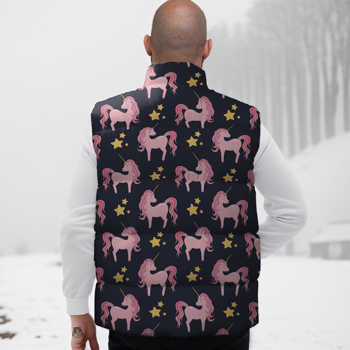 Unicorn Night Star Print Pattern Down Vest