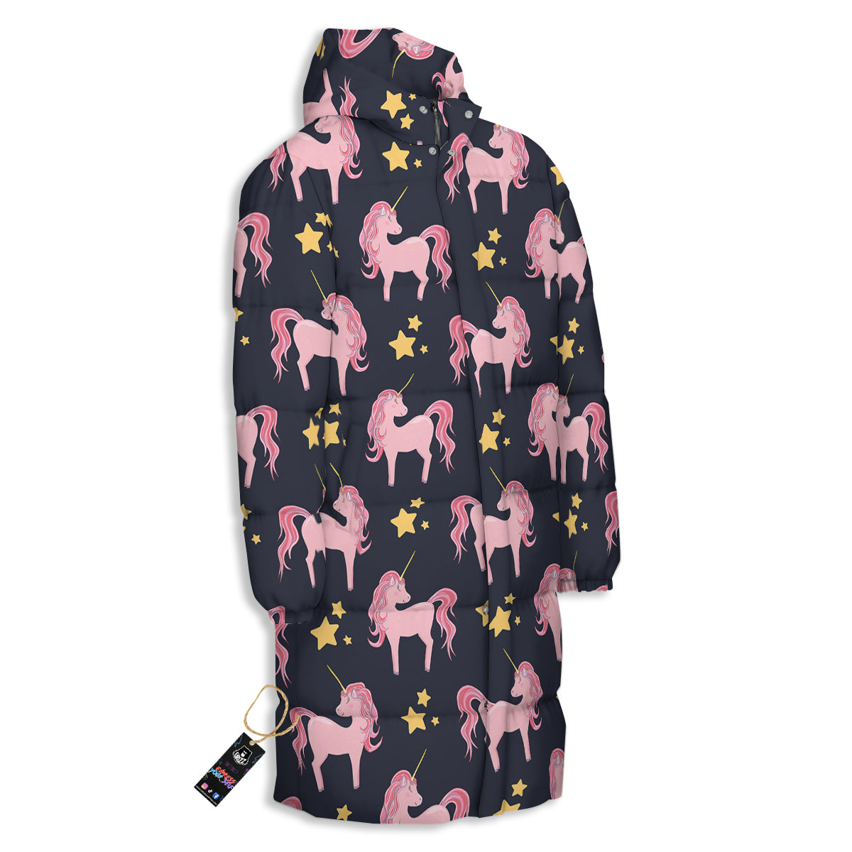 Unicorn Night Star Print Pattern Long Down Jacket-grizzshop