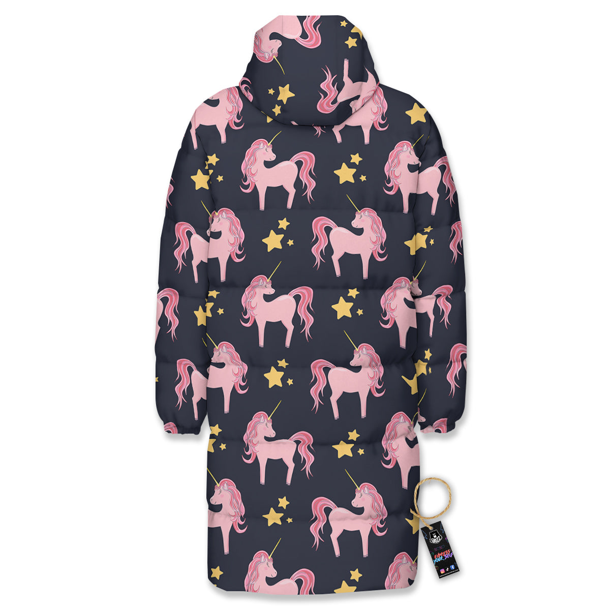 Unicorn Night Star Print Pattern Long Down Jacket-grizzshop