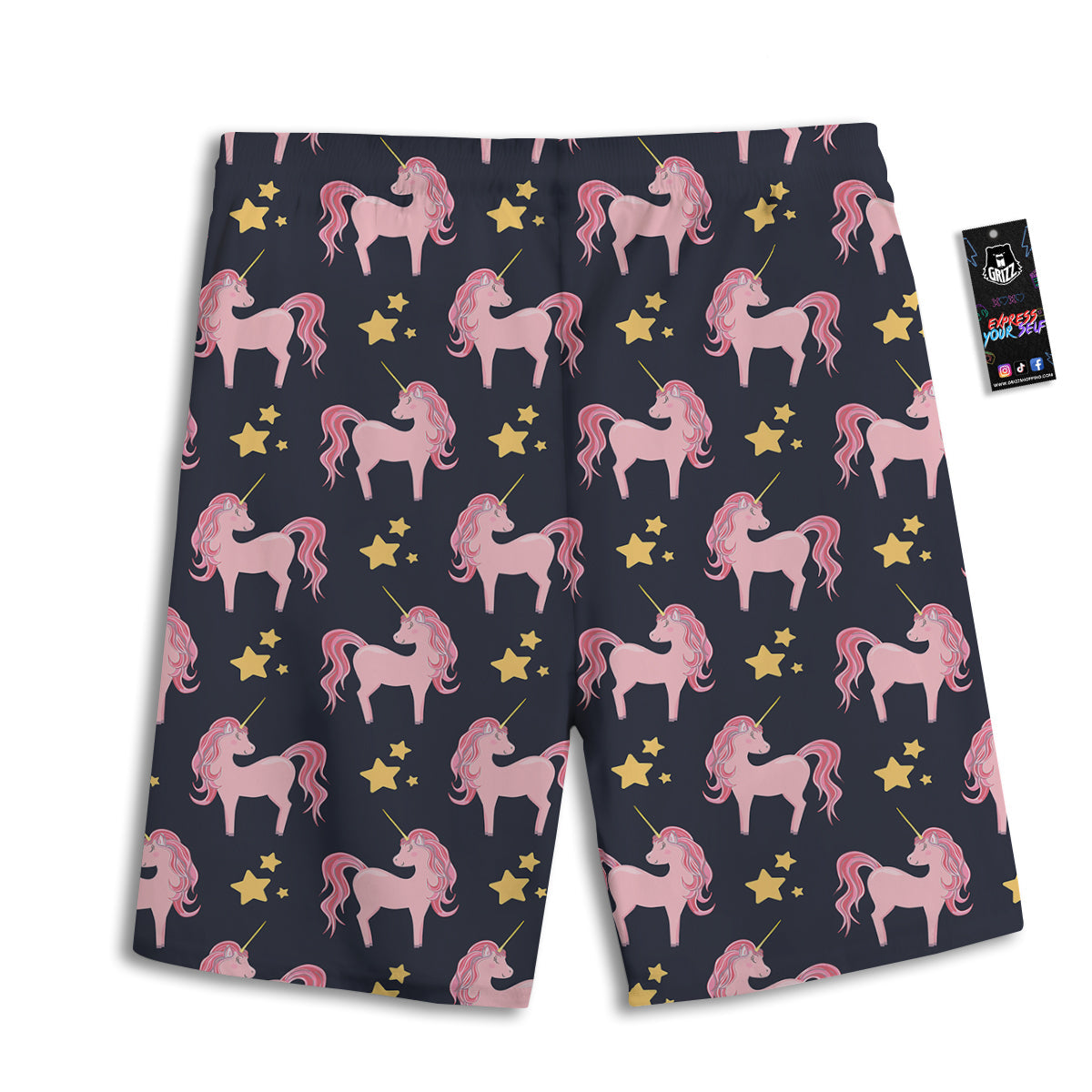 Unicorn Night Star Print Pattern Men's Athletic Shorts