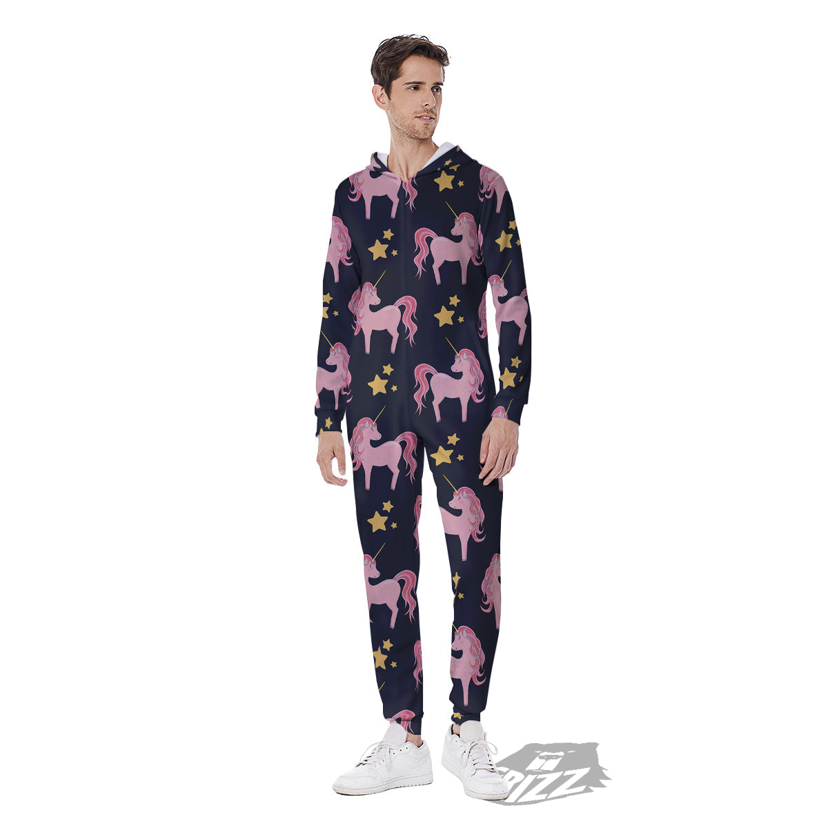Unicorn Night Star Print Pattern Men's Jumpsuit-grizzshop