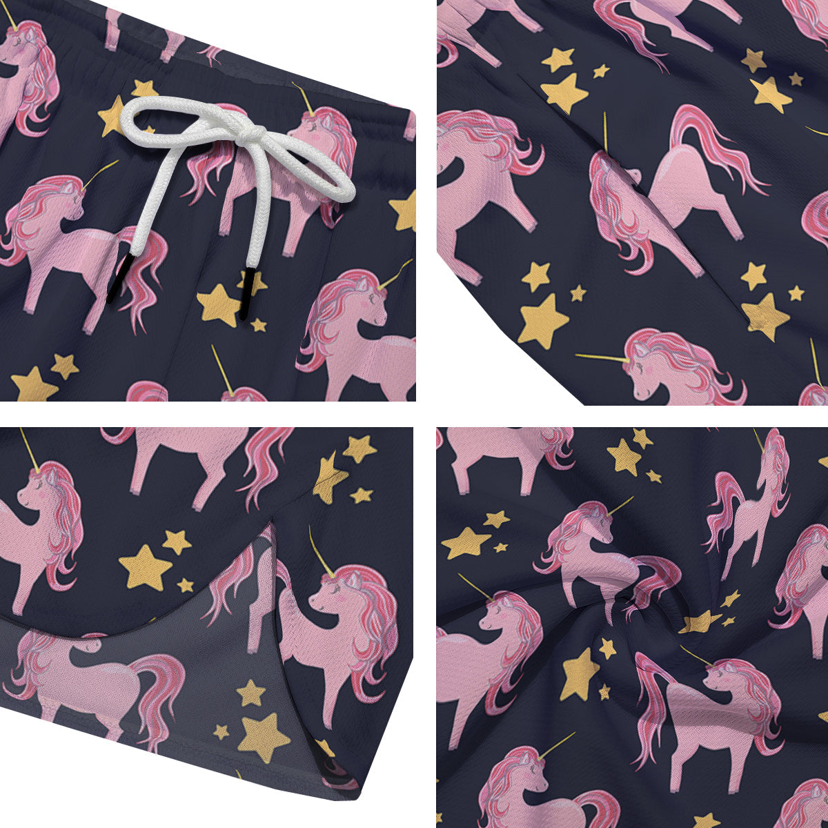 Unicorn Night Star Print Pattern Men's Running Shorts-grizzshop