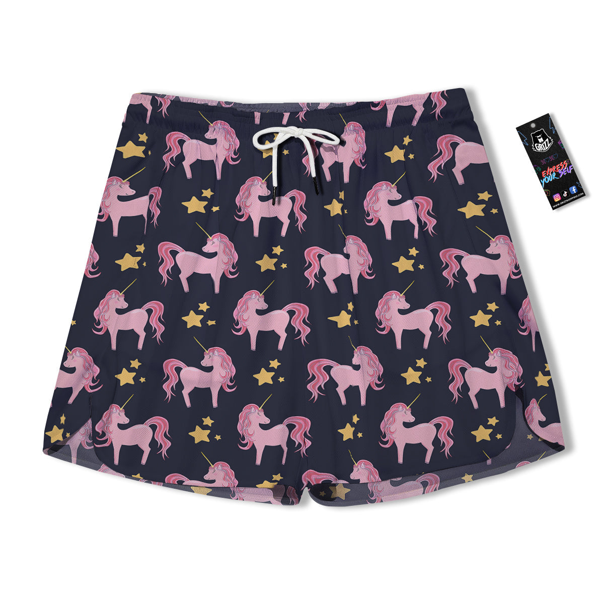 Unicorn Night Star Print Pattern Men's Running Shorts-grizzshop