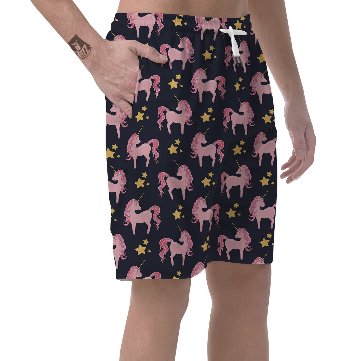Unicorn Night Star Print Pattern Men's Shorts-grizzshop