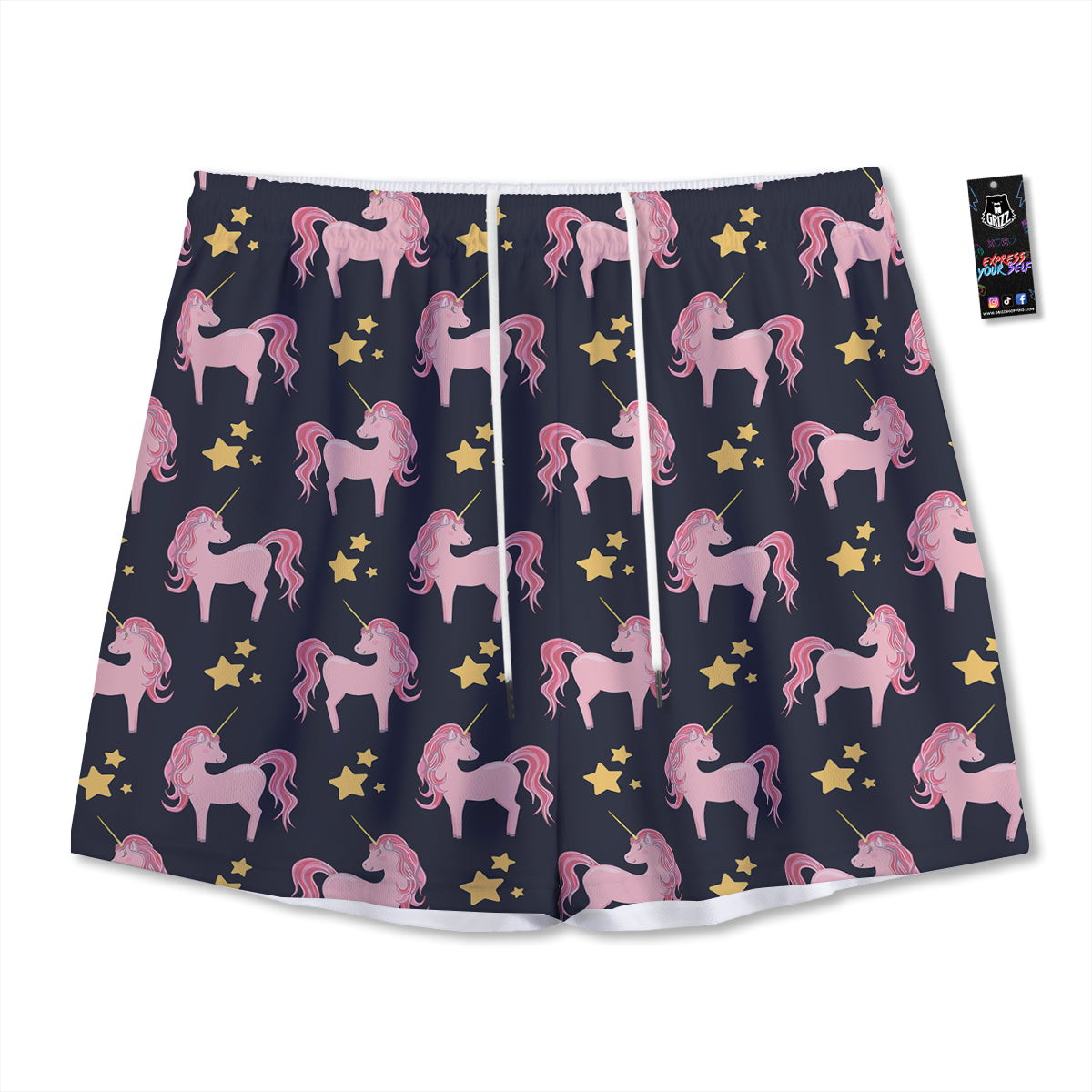 Unicorn Night Star Print Pattern Mesh Shorts