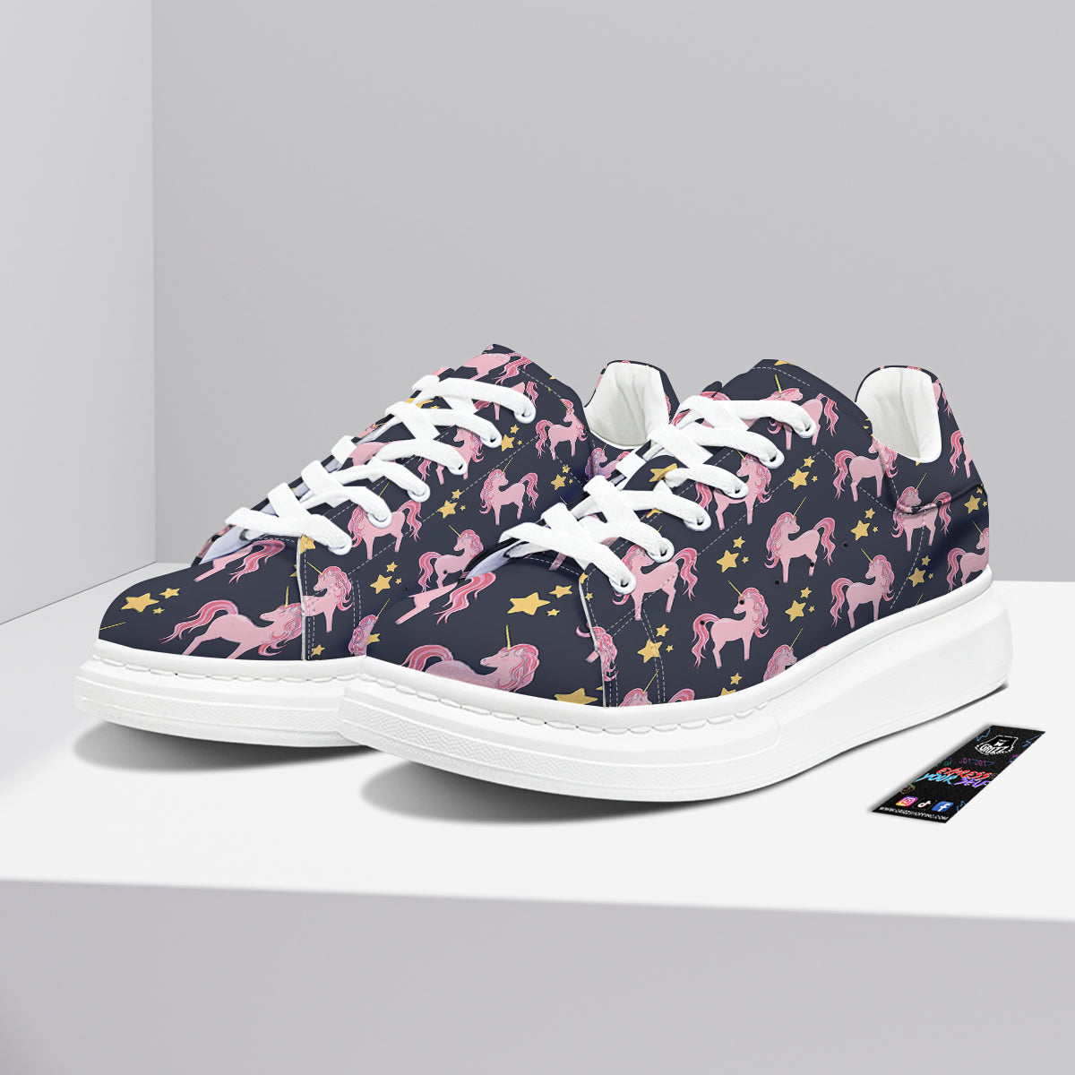 Unicorn Night Star Print Pattern Platform Shoes-grizzshop