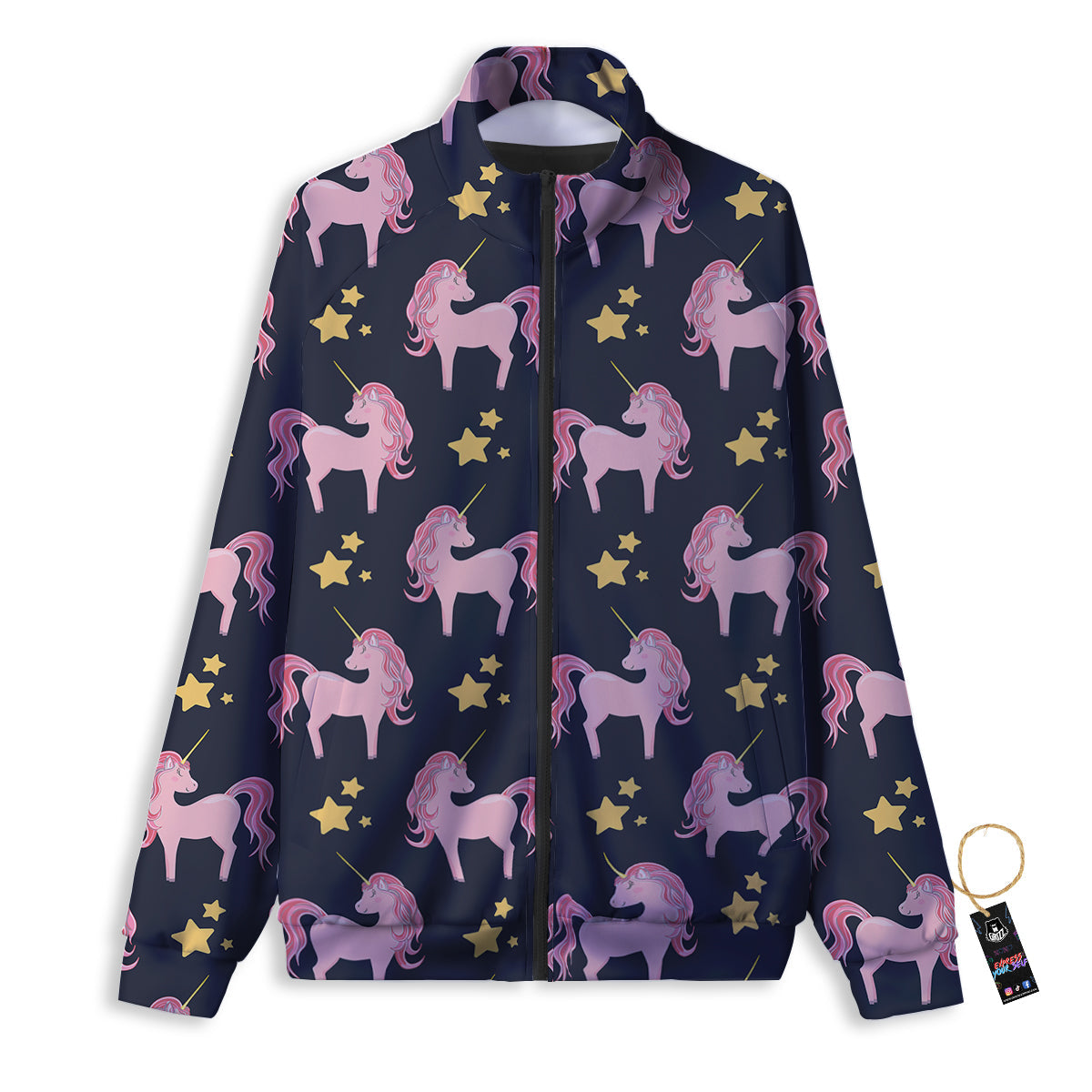 Unicorn Night Star Print Pattern Track Jacket-grizzshop