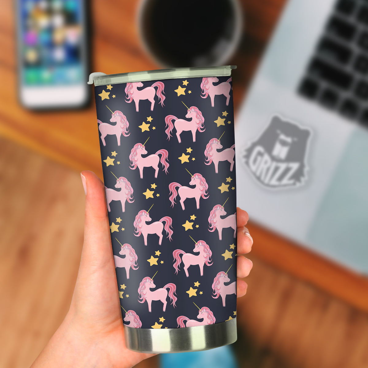 Unicorn Night Star Print Pattern Tumbler-grizzshop