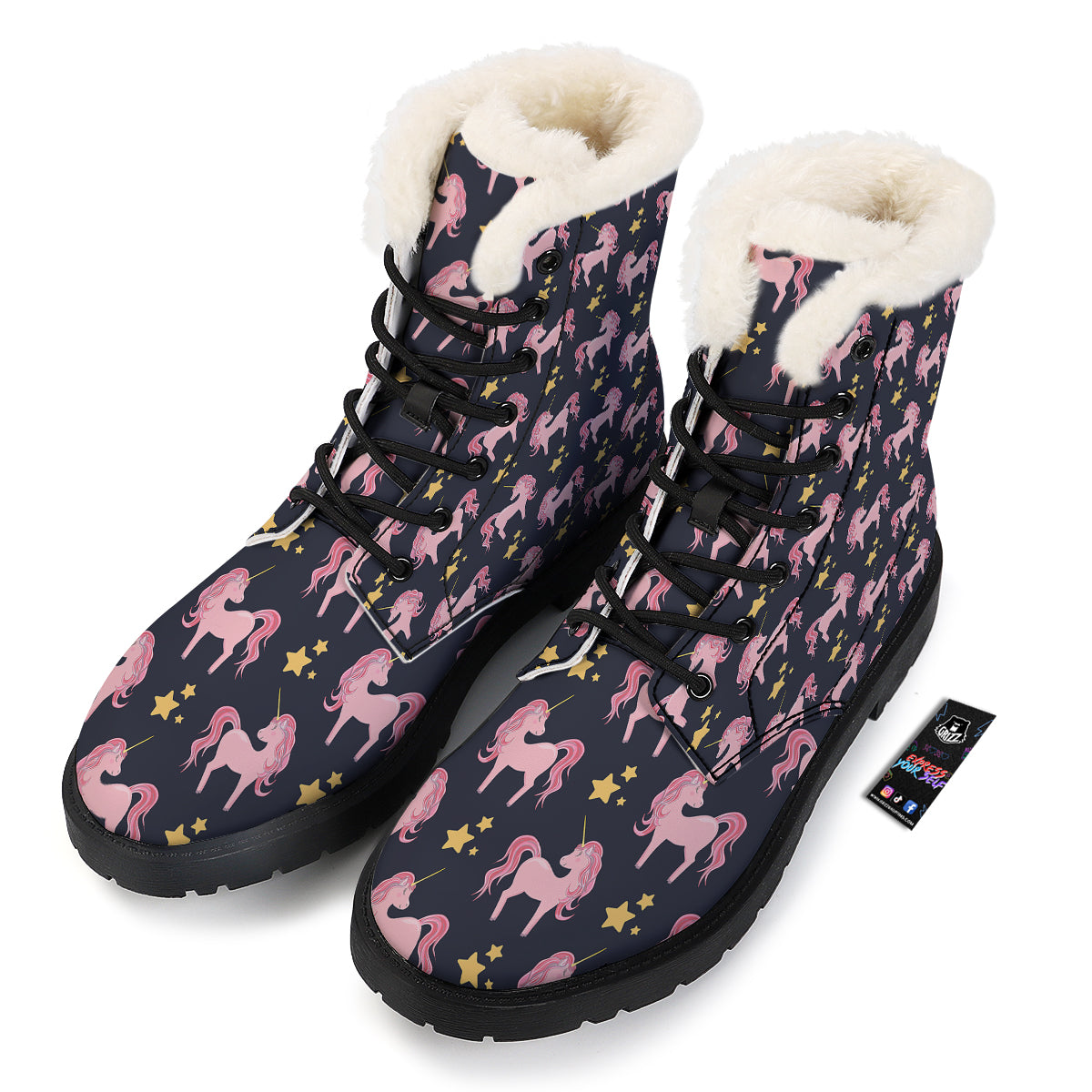 Unicorn Night Star Print Pattern Winter Boots-grizzshop
