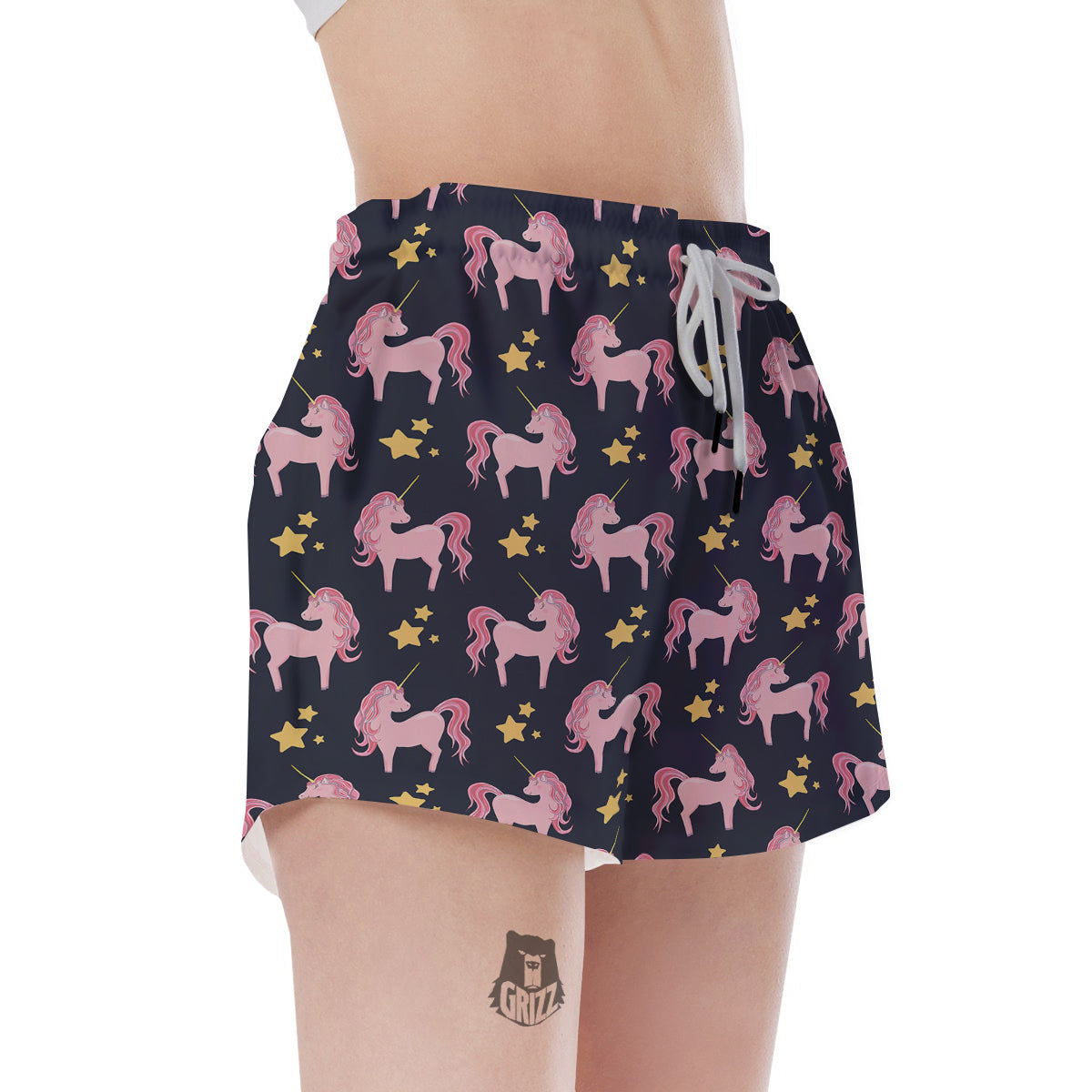 Unicorn Night Star Print Pattern Women's Shorts-grizzshop