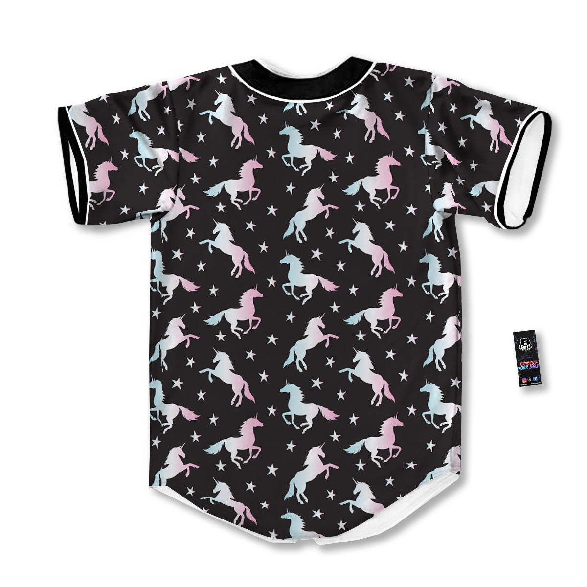 Unicorn Night Winged Print Pattern Baseball Jersey-grizzshop