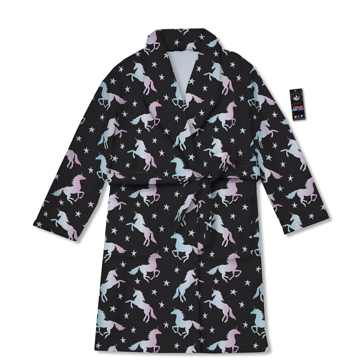 Unicorn Night Winged Print Pattern Bathrobe-grizzshop