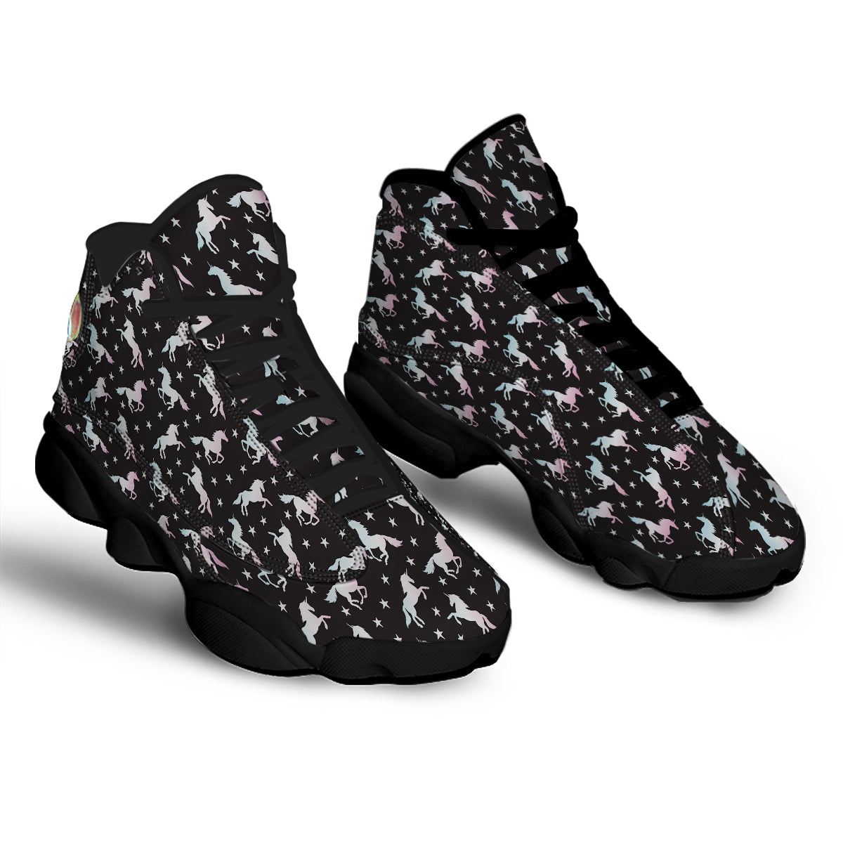 Unicorn Night Winged Print Pattern Black Basketball Shoes-grizzshop