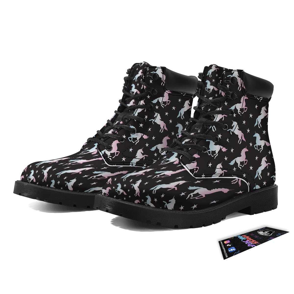Unicorn Night Winged Print Pattern Boots-grizzshop