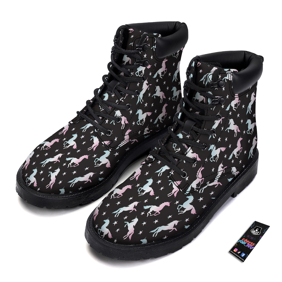 Unicorn Night Winged Print Pattern Boots-grizzshop