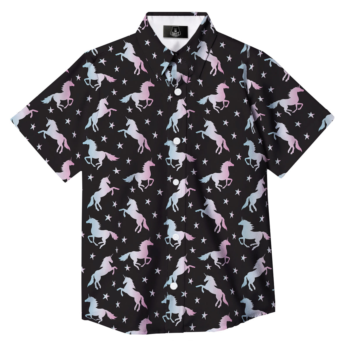 Unicorn Night Winged Print Pattern Button Up Shirt-grizzshop