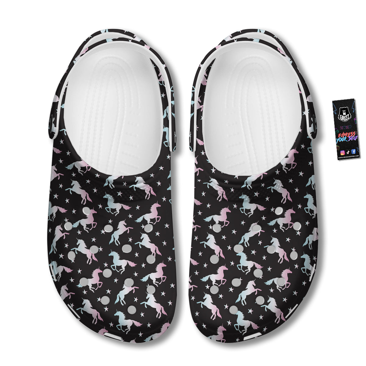Unicorn Night Winged Print Pattern Clog-grizzshop