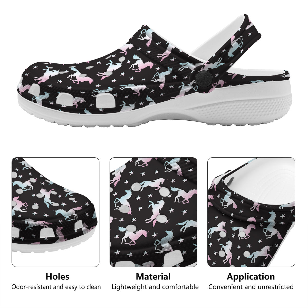 Unicorn Night Winged Print Pattern Clog-grizzshop