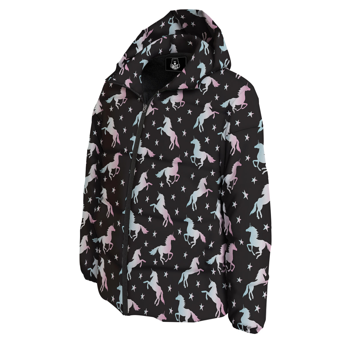 Unicorn Night Winged Print Pattern Down Jacket-grizzshop
