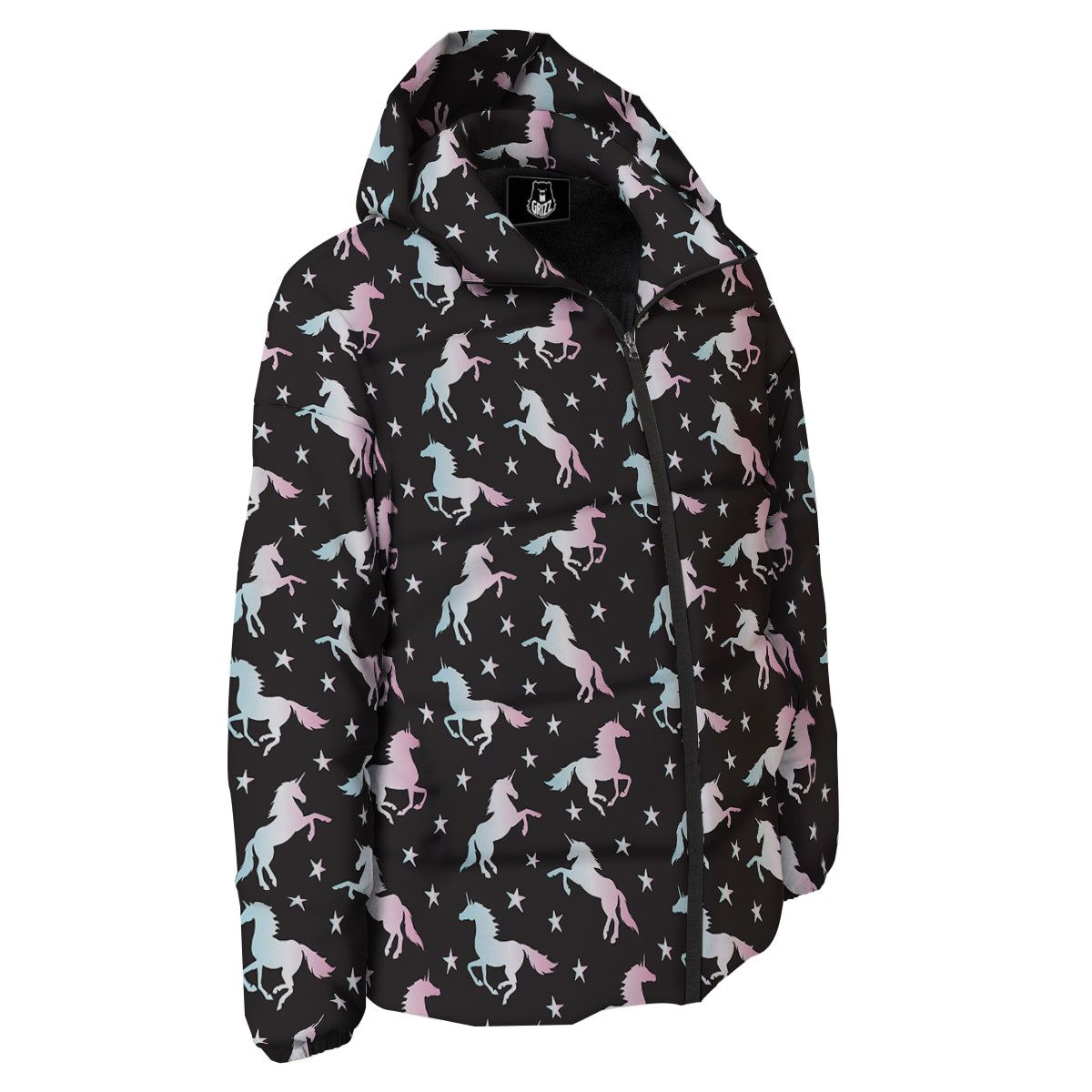 Unicorn Night Winged Print Pattern Down Jacket-grizzshop