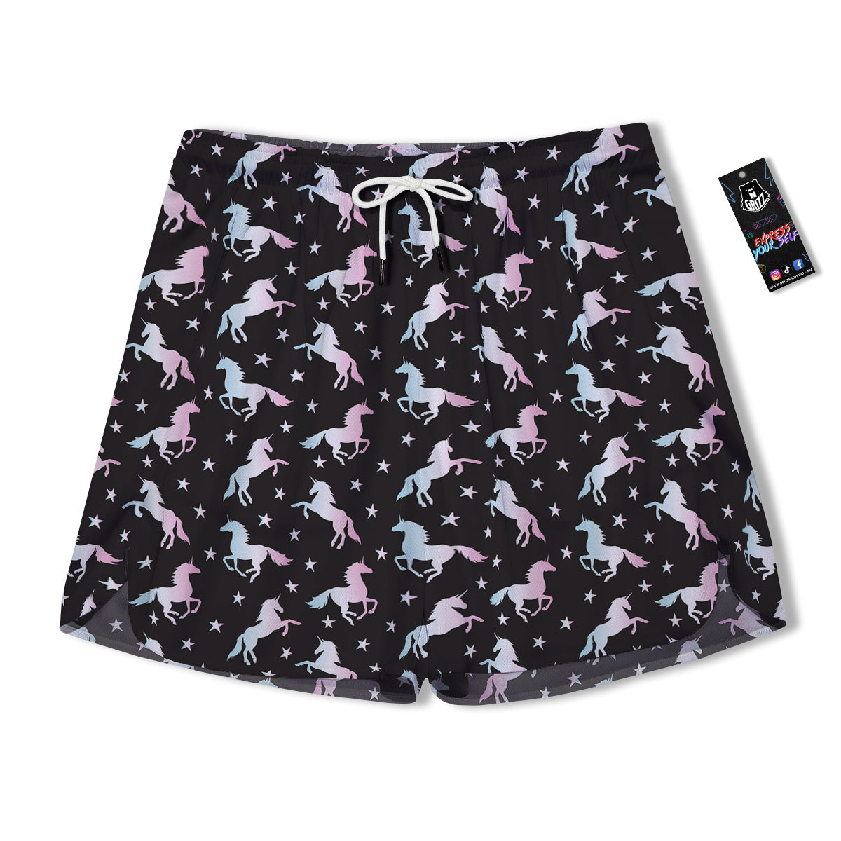 Unicorn Night Winged Print Pattern Men's Running Shorts-grizzshop