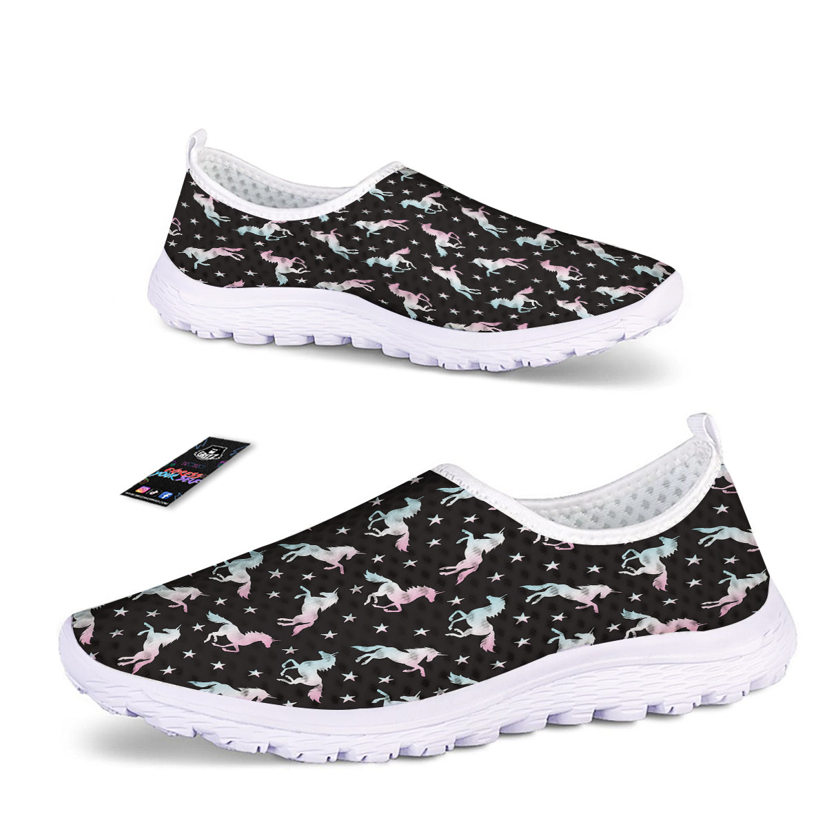 Unicorn Night Winged Print Pattern Nurse Shoes-grizzshop