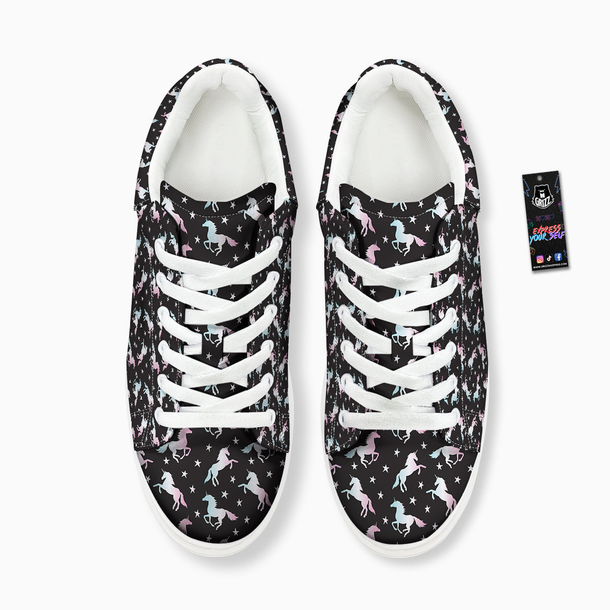 Unicorn Night Winged Print Pattern Platform Shoes-grizzshop