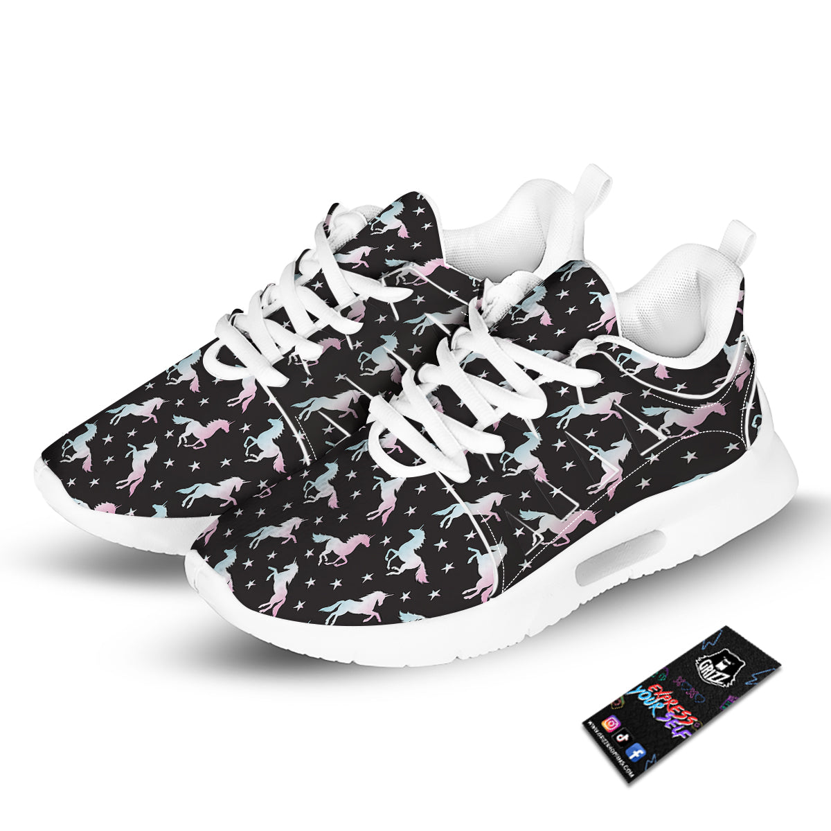 Unicorn Night Winged Print Pattern Tennis Shoes-grizzshop