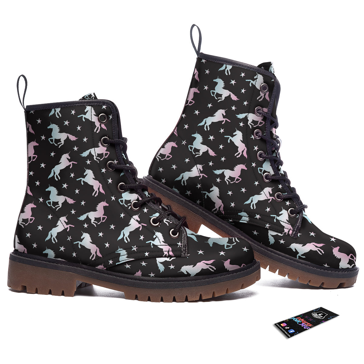 Unicorn Night Winged Print Pattern Work Boots-grizzshop