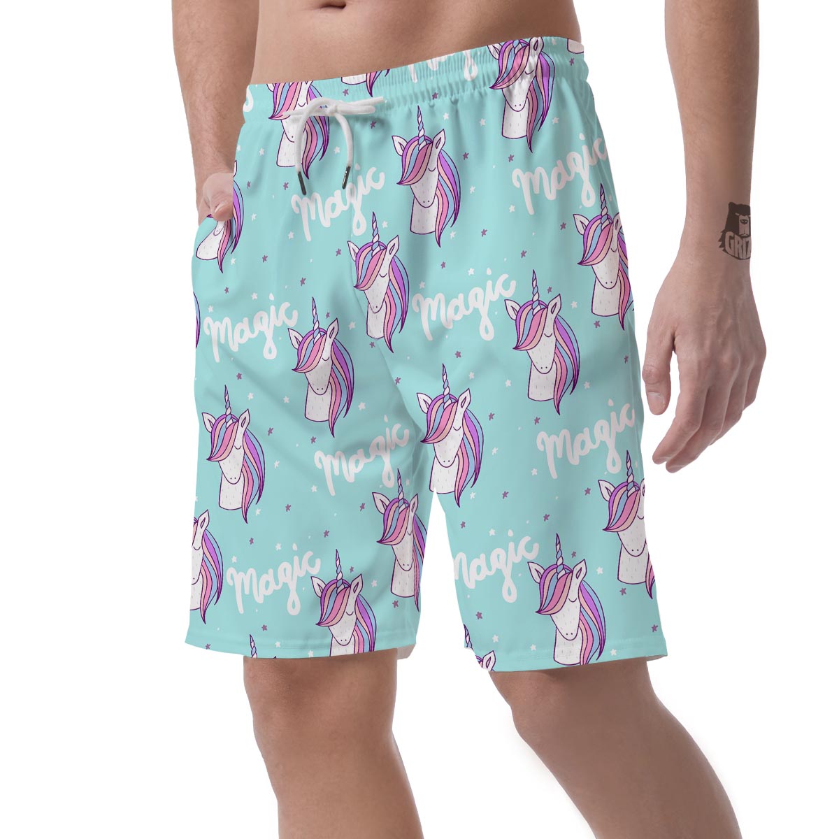 Unicorn Pastel Pattern Print Men's Shorts-grizzshop