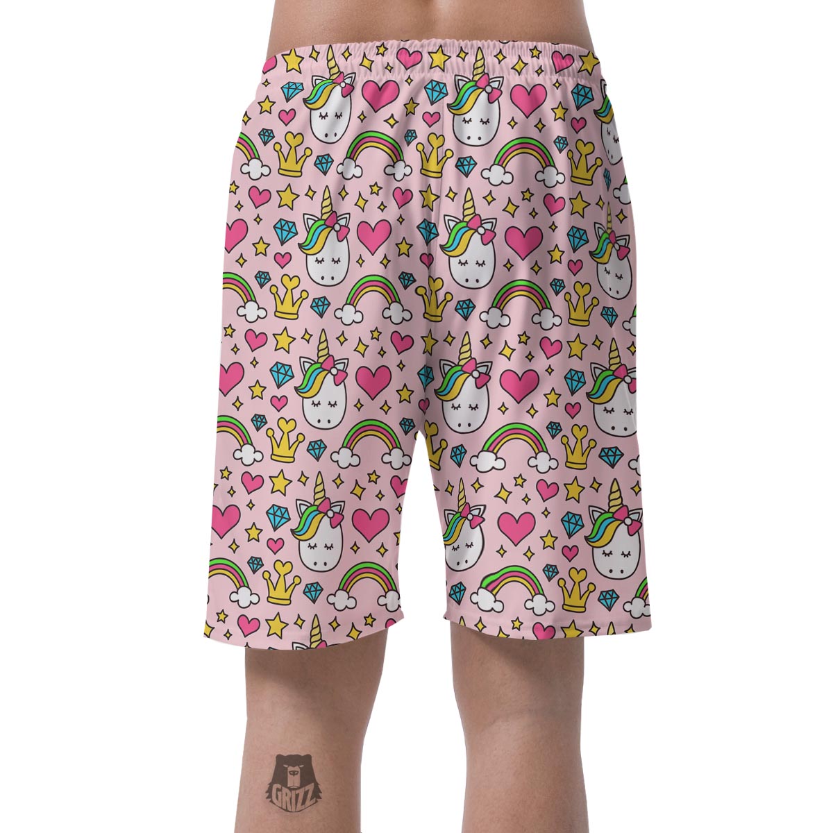 Unicorn Pattern Print Men's Shorts-grizzshop