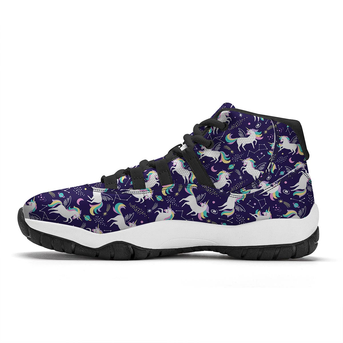 Unicorn Pattern Printt Black Bball Shoes-grizzshop