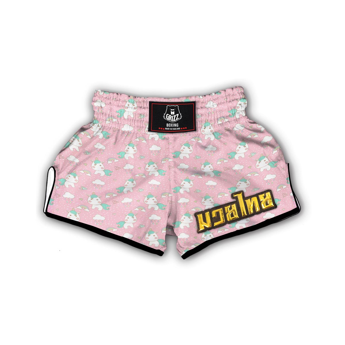 Unicorn Pink Pattern Print Muay Thai Boxing Shorts-grizzshop