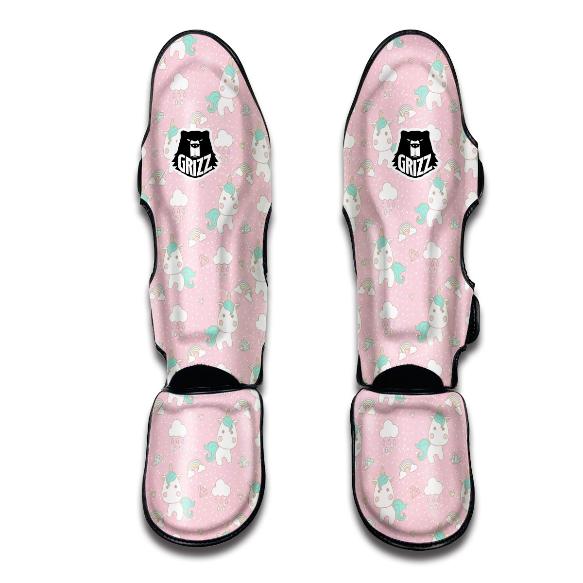 Unicorn Pink Pattern Print Muay Thai Shin Guards-grizzshop