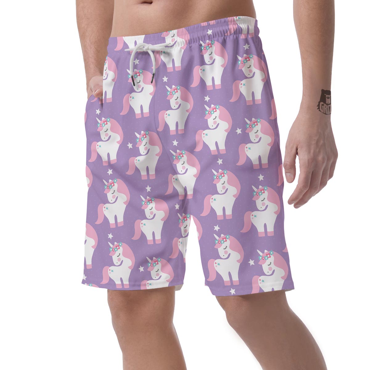 Unicorn Print Pattern Men's Shorts-grizzshop
