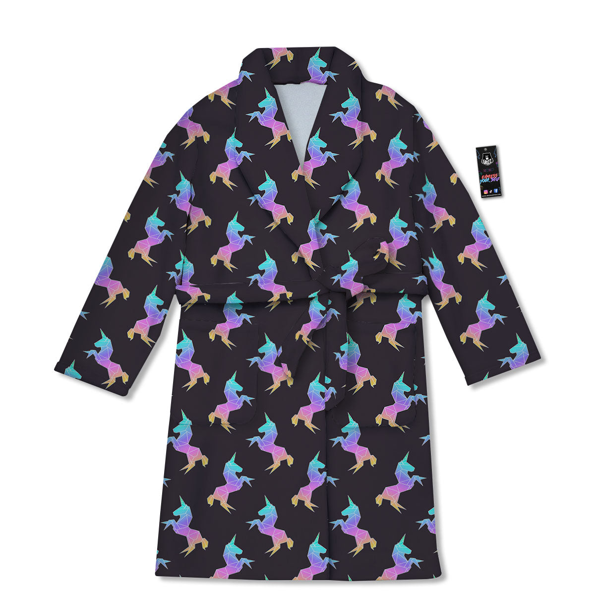 Unicorn Rainbow Origami Print Pattern Bathrobe-grizzshop