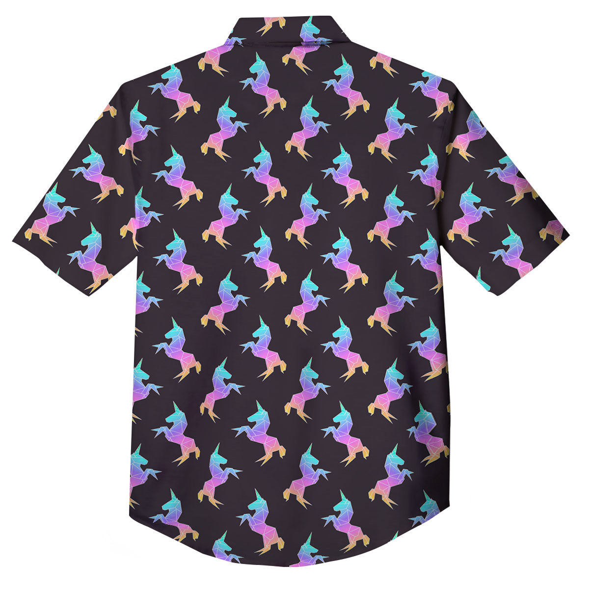 Unicorn Rainbow Origami Print Pattern Button Up Shirt-grizzshop