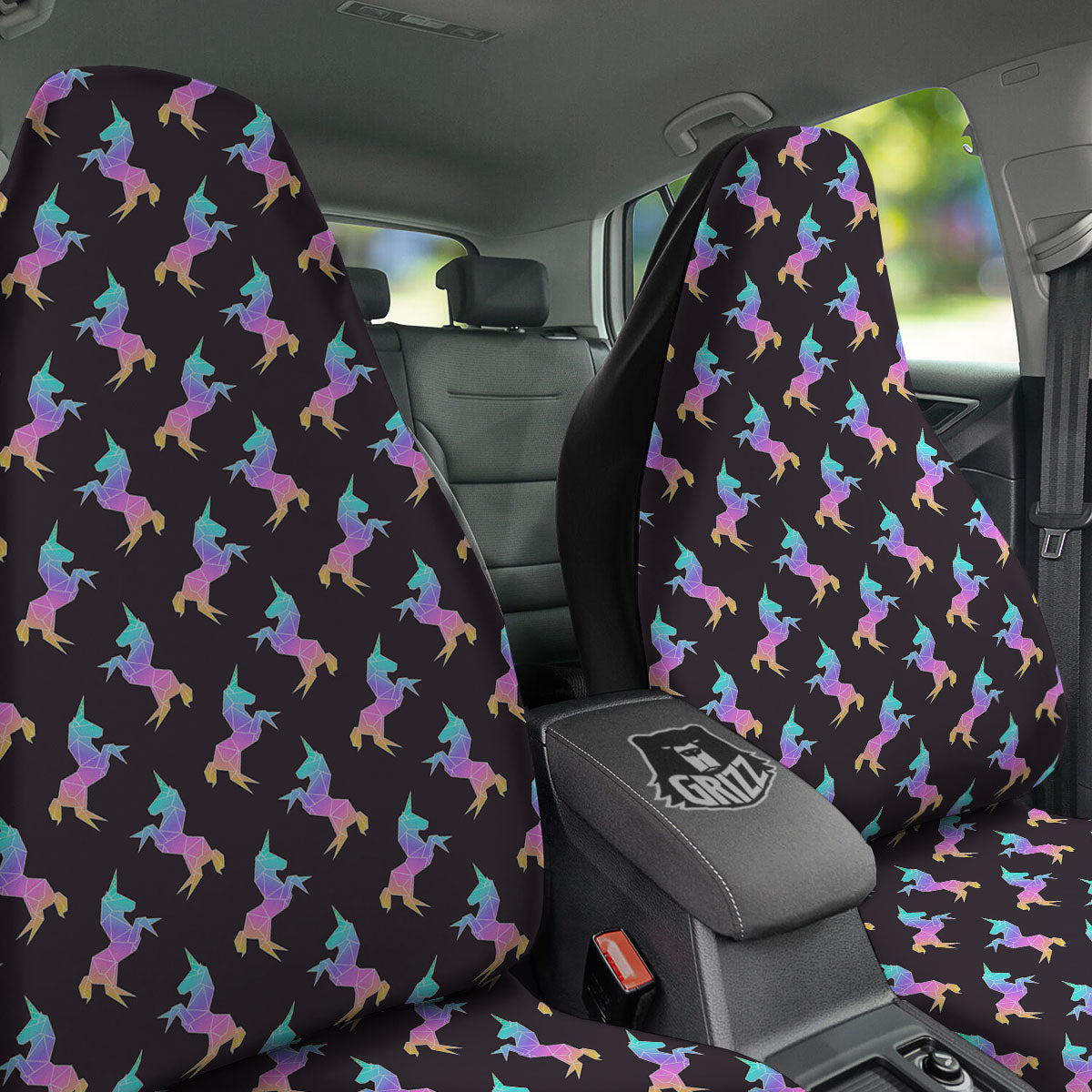 Unicorn Rainbow Origami Print Pattern Car Seat Covers-grizzshop