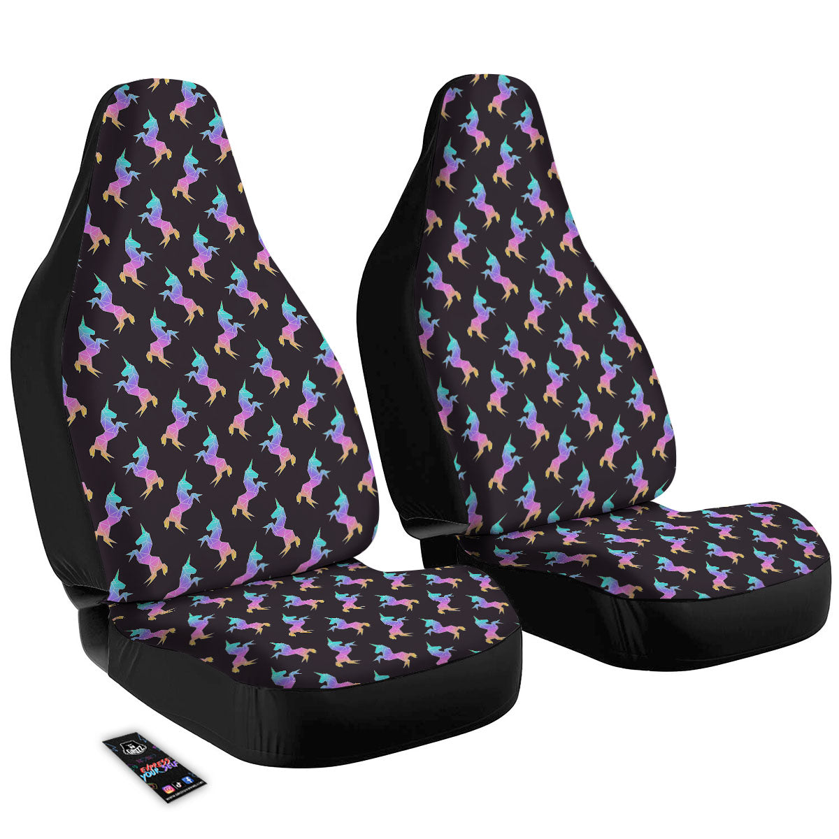 Unicorn Rainbow Origami Print Pattern Car Seat Covers-grizzshop