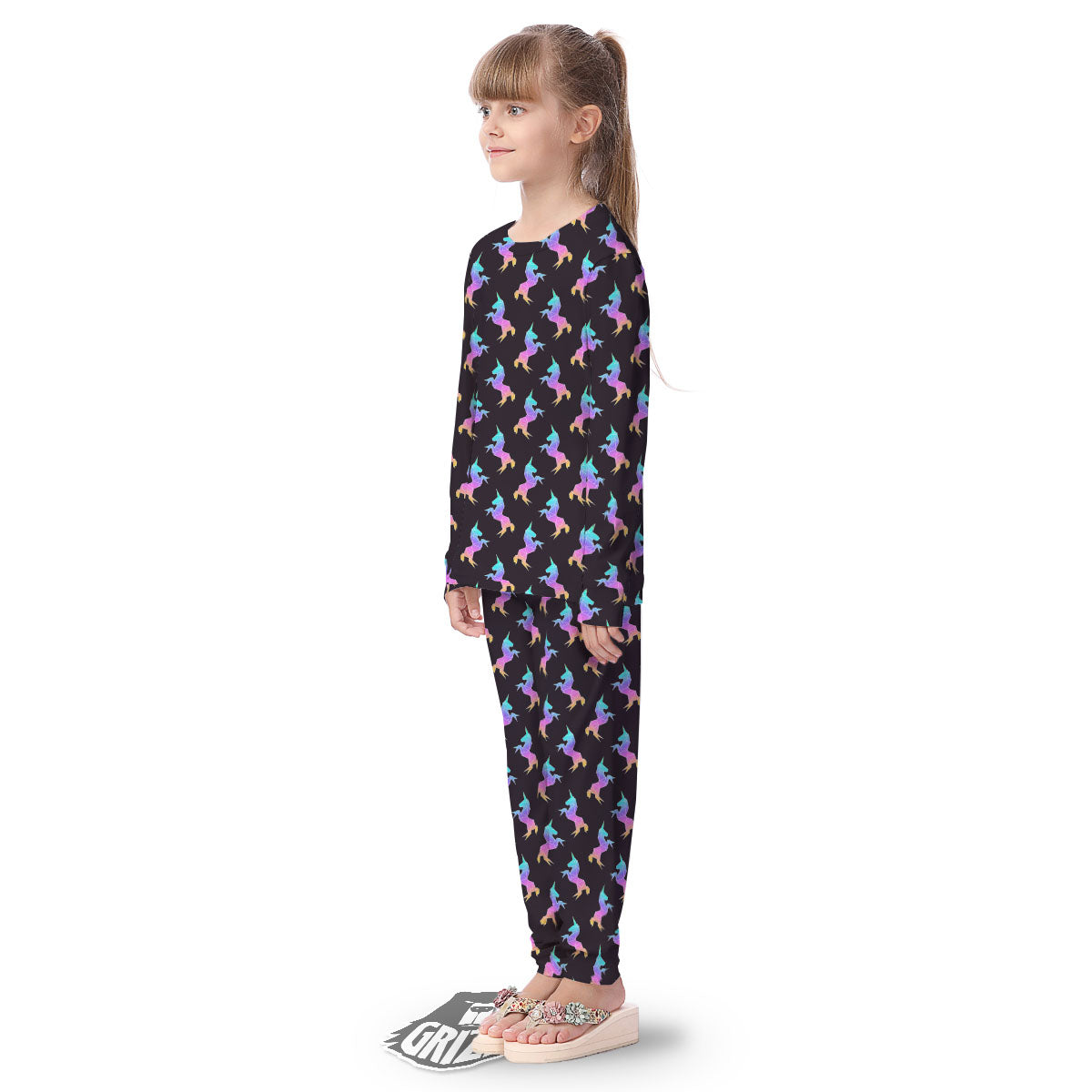 Unicorn Rainbow Origami Print Pattern Kid's Pajamas-grizzshop