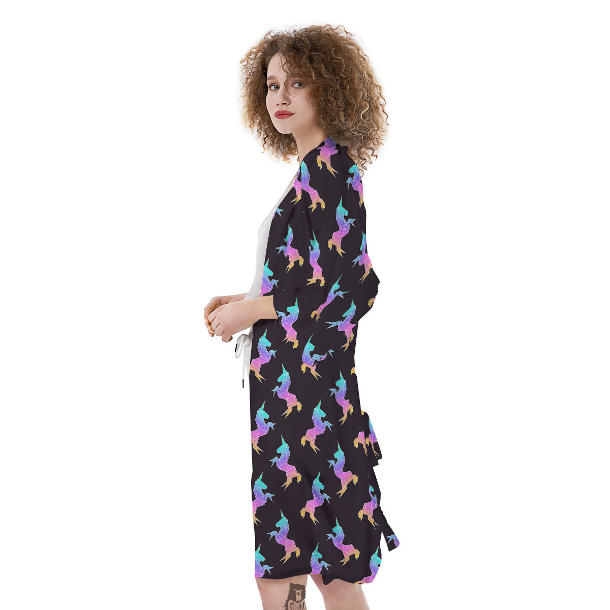 Unicorn Rainbow Origami Print Pattern Kimono-grizzshop